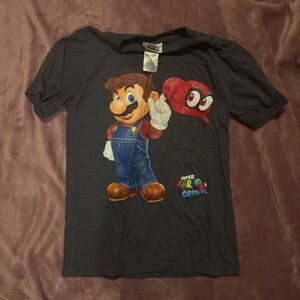 Super Mario odyssey grey logo tshirt tee short sleeve nintendo